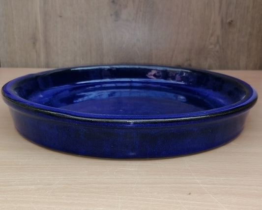 NEU !! Winterfester Untersetzer Teller Vogeltränke ø ca. 25 cm aus Steinzeug blau glasiert Insektentränke Vogelbad Garten Blumentopf