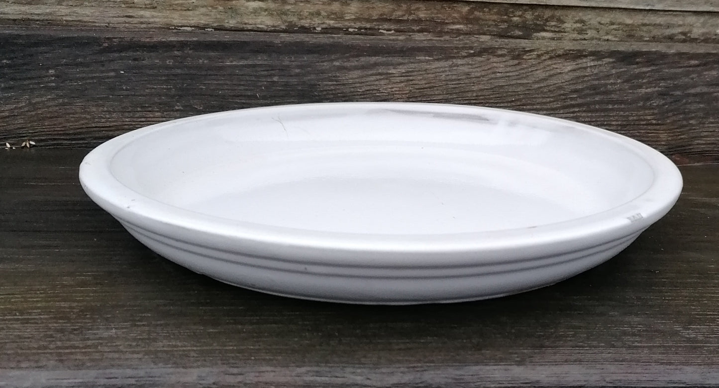 NEU !! Winterfester Untersetzer Teller Vogeltränke ø ca. 30 cm aus Keramik weiß glasiert Insektentränke Vogelbad Garten Blumentopf Unterteller