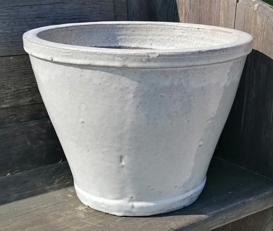 Neu !! 2. Wahl !! Blumentopf winterfest weißgrau glasiert ø ca. 34 cm aus Steinzeug Pflanztopf, Blumenkübel , Übertopf