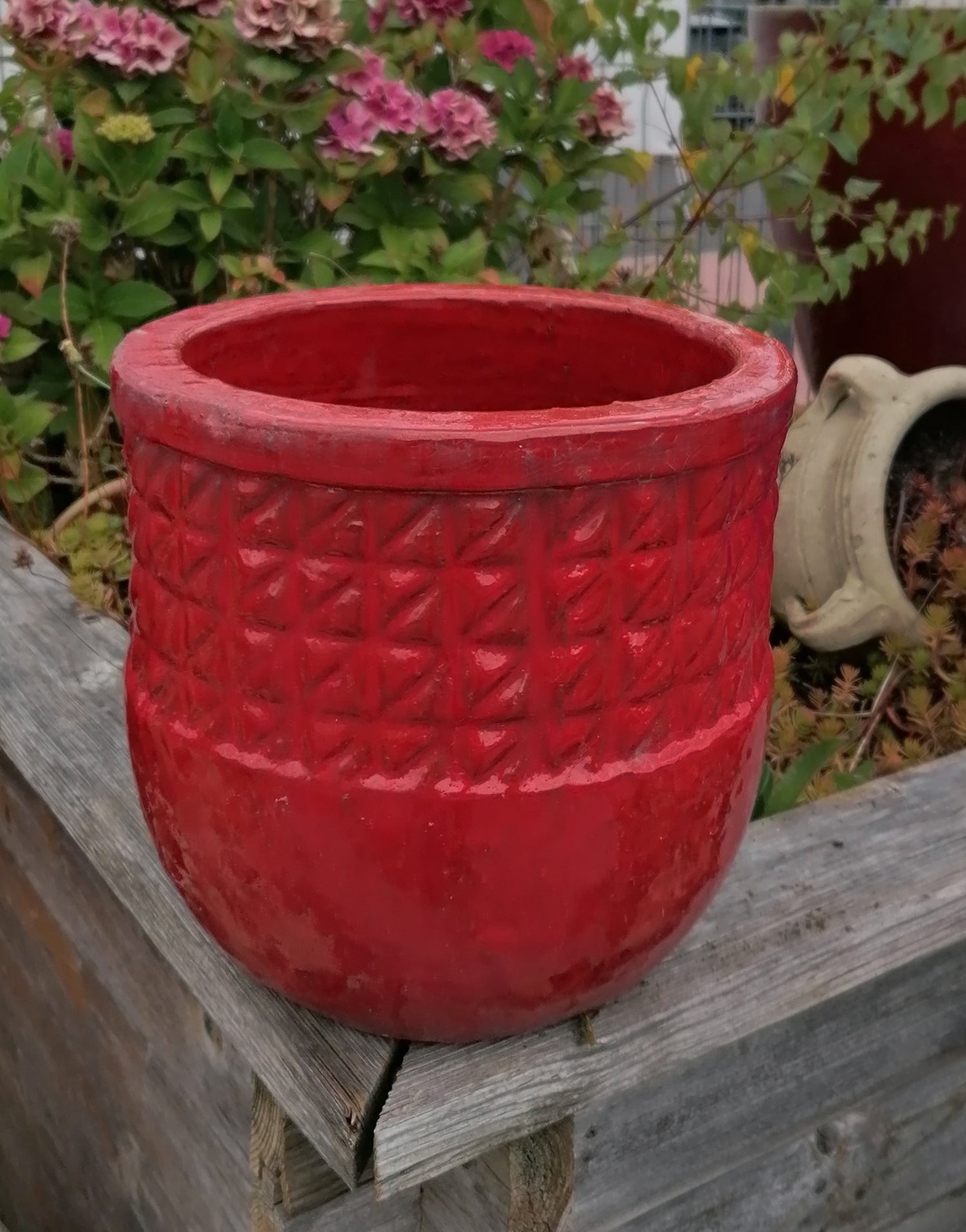 NEU!! Frostfester Blumentopf rot glänzend glasiert ø ca. 24 cm aus fro – La Casa