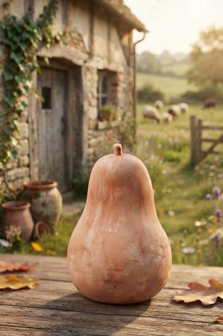Birne ca. 34 cm hoch aus Terracotta / Terrakotta  Herbstdeko, Erntedankfest, Halloween, Garten, Obst