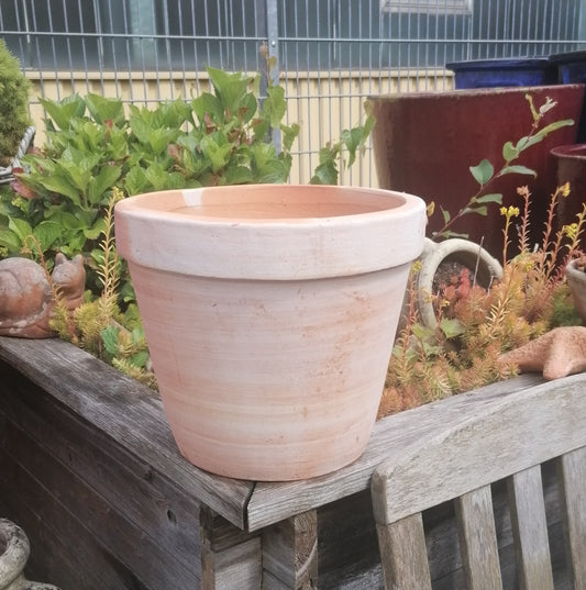 Schöner schlichter Blumentopf ø ca. 22 cm aus rötlichen Terracotta, Pflanzgefäß