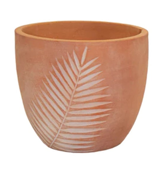 NEU !! Schöner Blumentopf mit Dekor - Farn ø ca. 30 cm aus roten Terracotta, Pflanzgefäß , Blumenkübel