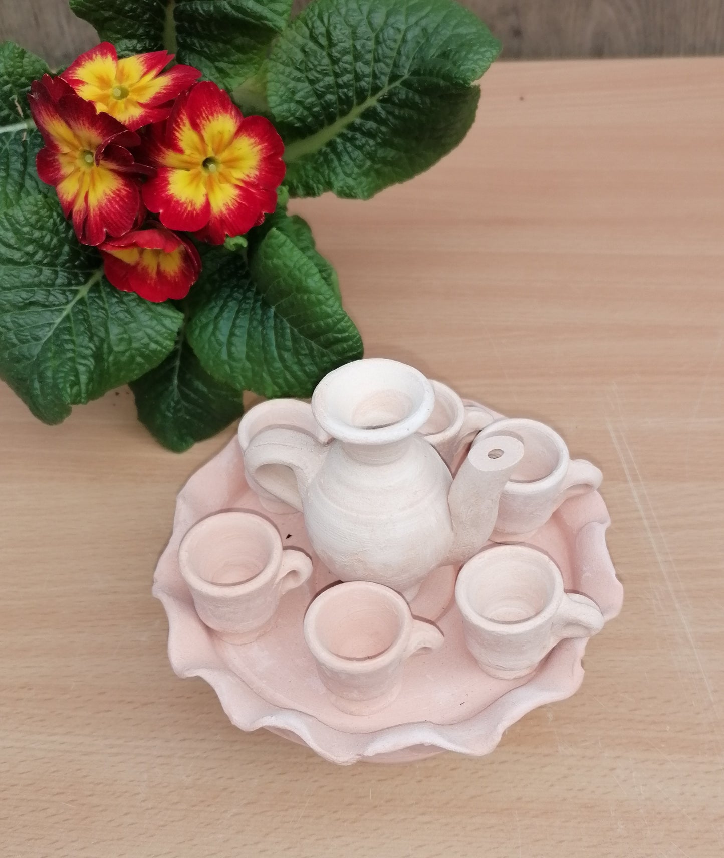 Neu !! 8 tlg. Miniservice Amphoren aus Terracotta Krüge Vasen Miniamphoren Tassen Kaffeekanne Geschirr