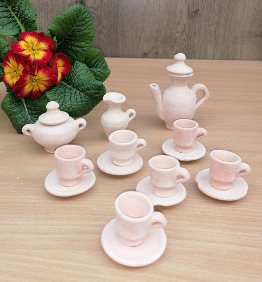 Neu !! 17 tlg. Minikaffeeservice Amphoren aus Terracotta Krüge Vasen Miniamphoren Tassen Kaffeekanne Geschirr