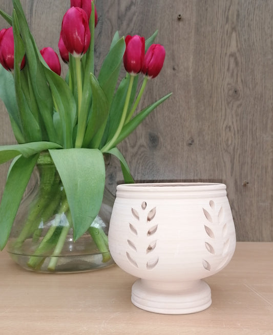 NEU !! Windlicht mit Blätterranke ø ca. 12 cm aus Terracotta