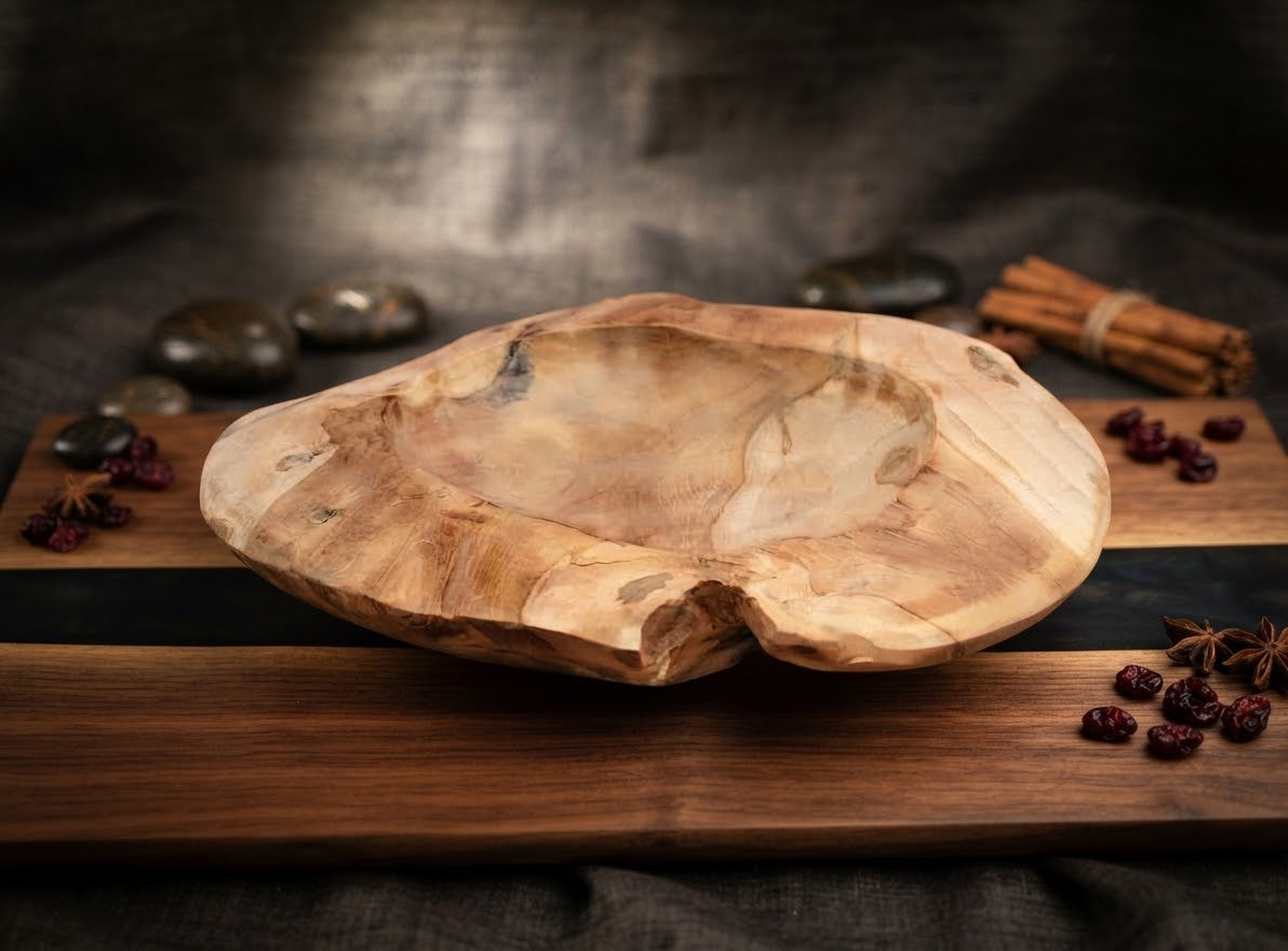 Neu !! Schale ø ca. 40 cm aus Teakholz - Naturprodukt Rustikal Wurzelholz Adventsgesteck Weihnachten Unikat