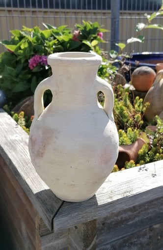 Neu !!! Rustikal handgefertigte bauchige Amphore ca. 25 cm hoch mit 2 Henkeln aus Terracotta, Deko, Vase