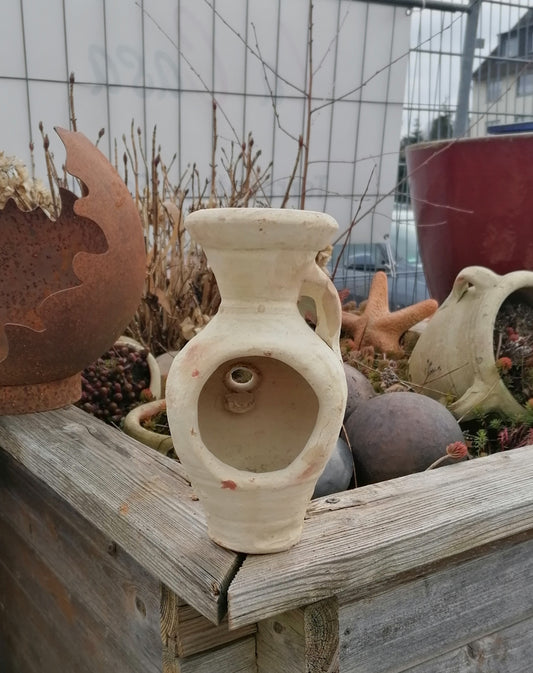 2.WAHL !! Offene Amphore ca. 20 cm hoch aus weißgrauen Terracotta mit 1 Henkel  Liegeamphore
