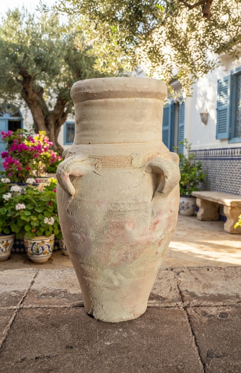 Schöne rustikale Amphore ca. 40 cm hoch mit 4 Henkeln aus Terracotta Terrakotta Vase Wasserlauf...