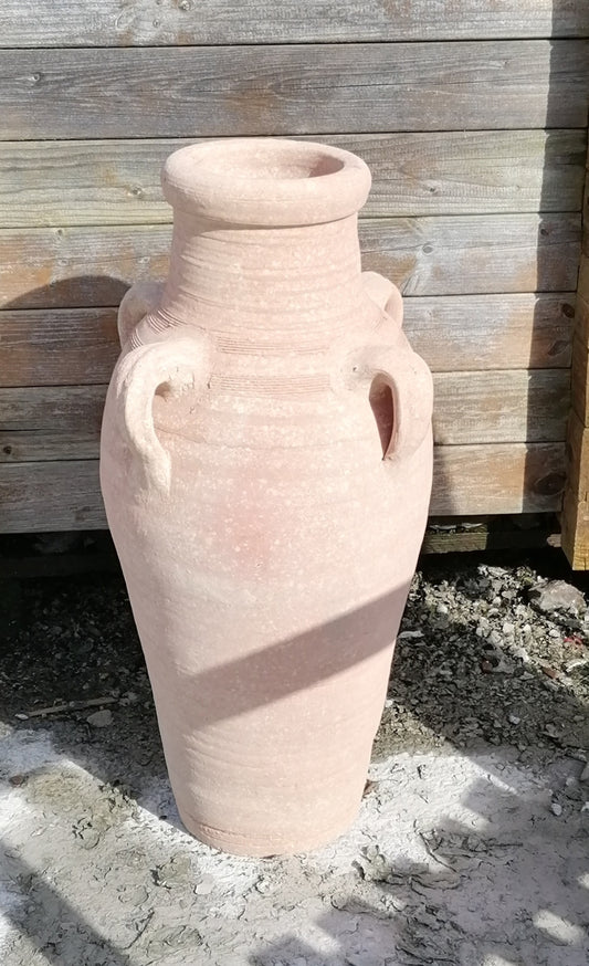 B-WARE !! Amphore 55 cm hoch mit 4 Henkeln aus rötlichen Terracotta