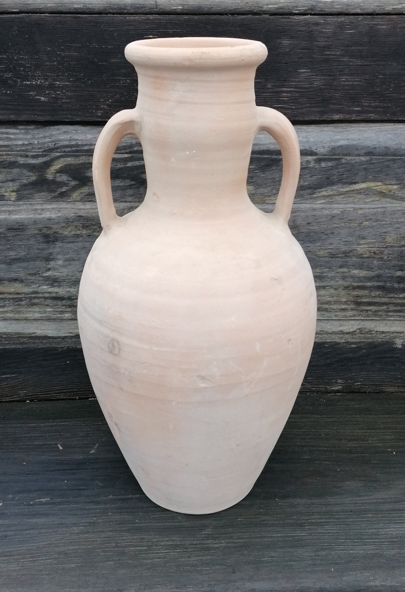 Neu ! Rustikale handgefertigte Amphore ca. 50 cm hoch mit 2 Henkel aus leicht rötlichen Terracotta / Terrakotta Krug Vase