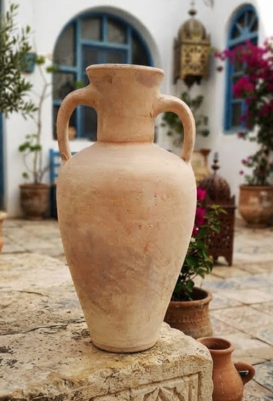 Stilvolle rustikal handgefertigte Amphore ca. 50 cm hoch mit 2 Henkel – La Casa
