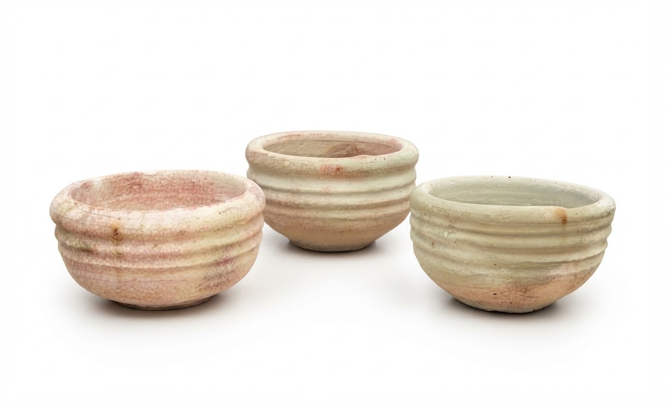 2.Wahl !! 3er Set Kleine rustikale Pflanzschalen je ca. 15 cm Außendurchmesser aus Terracotta, Pflanztopf, Übertopf