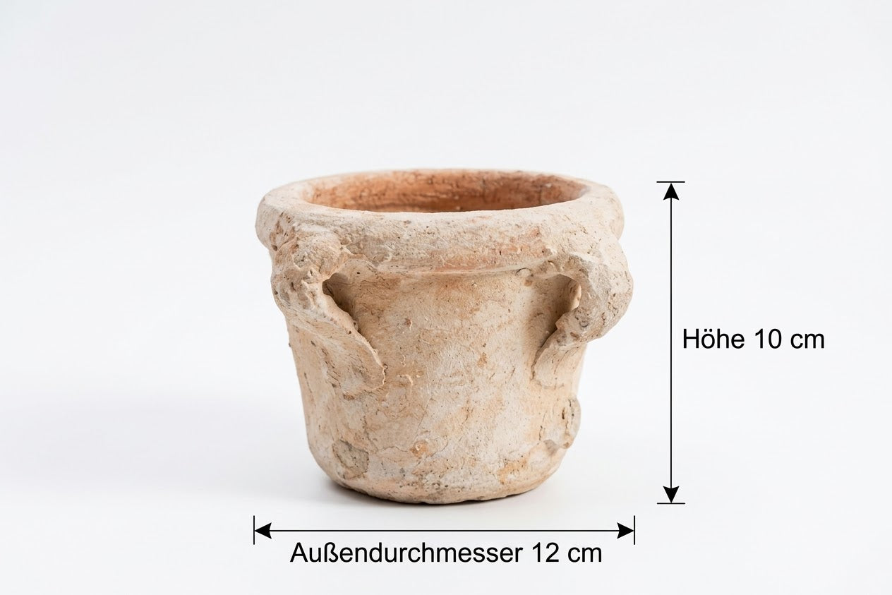 4er Set Kleine rustikale kleine Pflanztöpfe je ca. 12 cm Außendurchmesser aus Terracotta, Terrakotta Pflanztopf, Übertopf , Kakteen ,Sukkulenten