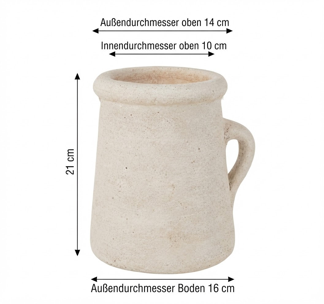 Rustikal handgetöpferte Kanne / Krug mi Henkel ca. 21 cm hoch aus Terracotta, Terrakotta  Deko, Vase , Amphore