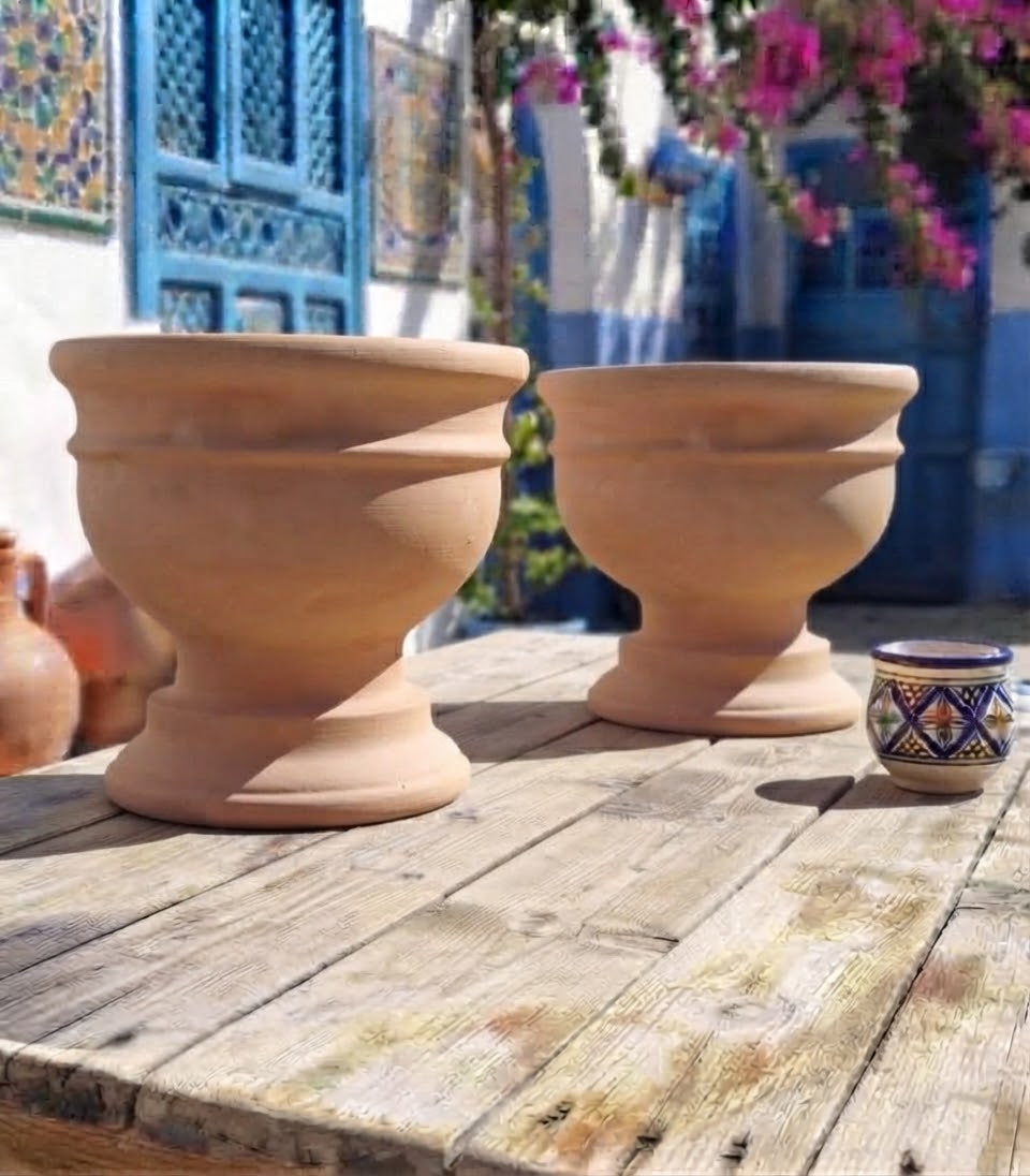 Kleiner rustikaler Pokal - Pflanzschale - Blumentopf  ø ca. 23 cm aus rötlichen Terracotta Terrakotta