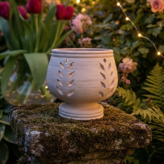 NEU !! Windlicht mit Blätterranke ø ca. 12 cm aus Terracotta Terrakotta