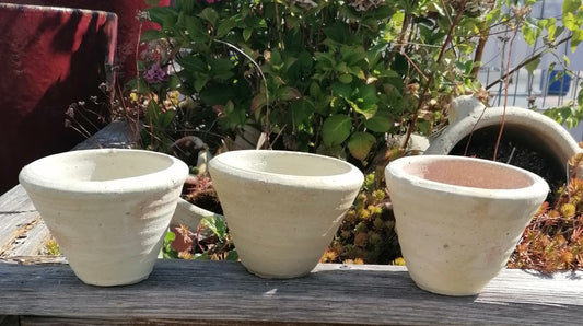 B-Ware !! 3er Set kleine rustikale Töpfe ø 14 cm aus Terracotta Terrakotta Übertopf Pflanztopf Bonsai Kakteen