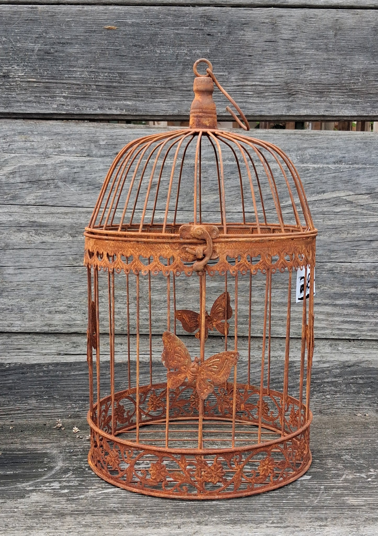 NEU !! Vogelkäfig ca. 47 cm hoch mit Schmetterlingen aus Metall in Rostoptik , Voliere , Käfig