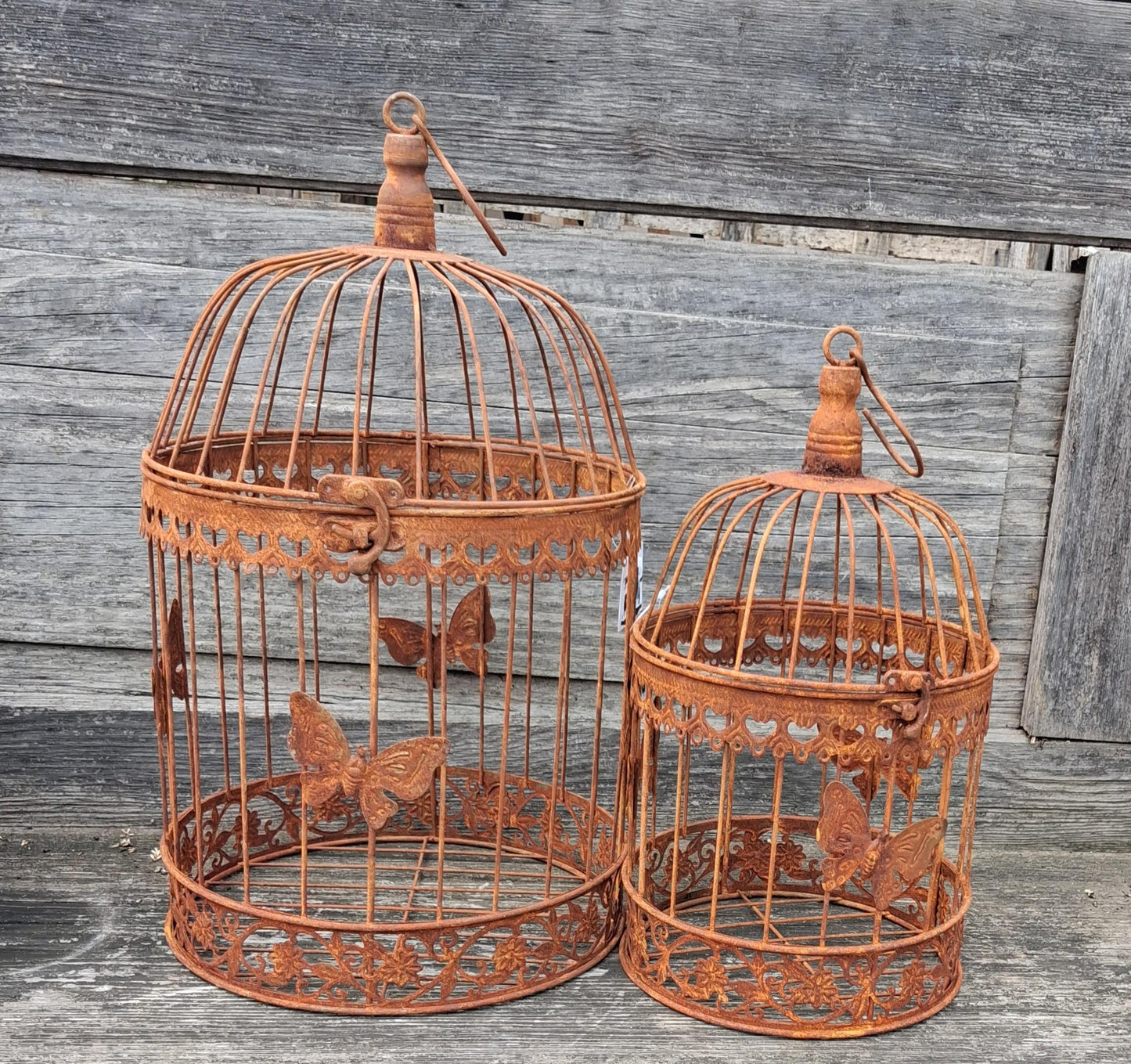 NEU !! Vogelkäfig ca. 37 cm hoch mit Schmetterlingen aus Metall in Rostoptik , Voliere , Käfig