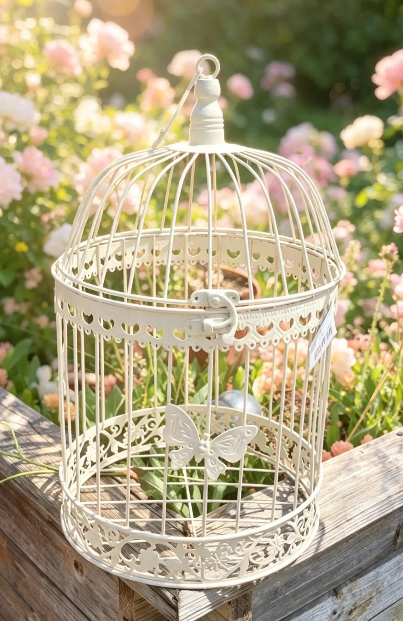 NEU !! Vogelkäfig ca. 47 cm hoch mit Schmetterlingen aus Metall in Rostoptik , Voliere , Käfig