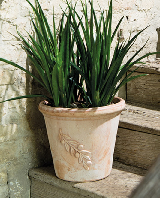 Hochwertiger italienischer Blumentopf ø ca. 30 cm mit Olivendekor aus Terracotta, Pflanztopf