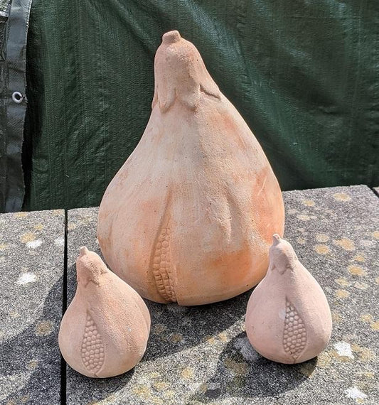 2. Wahl!!  3er Set Feigen 32 + 14 cm hoch aus Terracotta, Obst, Herbstdeko, Erntedankfest