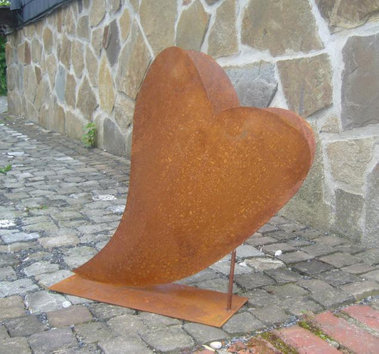 Herz offen, schräg auf Platte 30 x 35,5 cm, bepflanzbar aus Metall in Edelrost, Muttertag Liebe Hochzeit