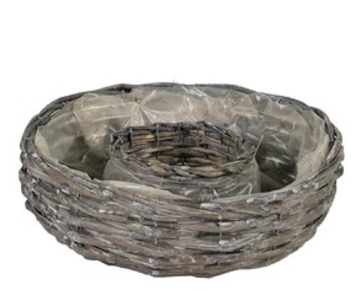 Geflochtener Weiden-Pflanzring – Natur, Ø 40 Cm Außen, Mit Folie, Für Trauerdeko & Garten