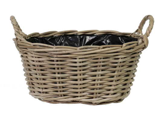 Aktion !! Ovaler Pflanzkorb ca. 34 cm breit und ca. 29 cm tief aus Rattan - Naturprodukt
