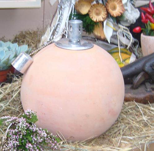 Ölkugel ca. 20 cm Durchmesser aus Terracotta Windlicht Öllampe