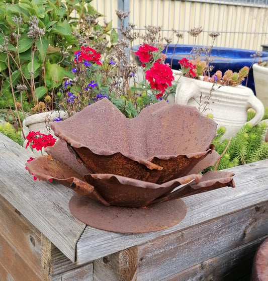 NEU !! 3 D Blüte ca. 20 cm Durchmesser aus Metall in Edelrost Teelichthalter