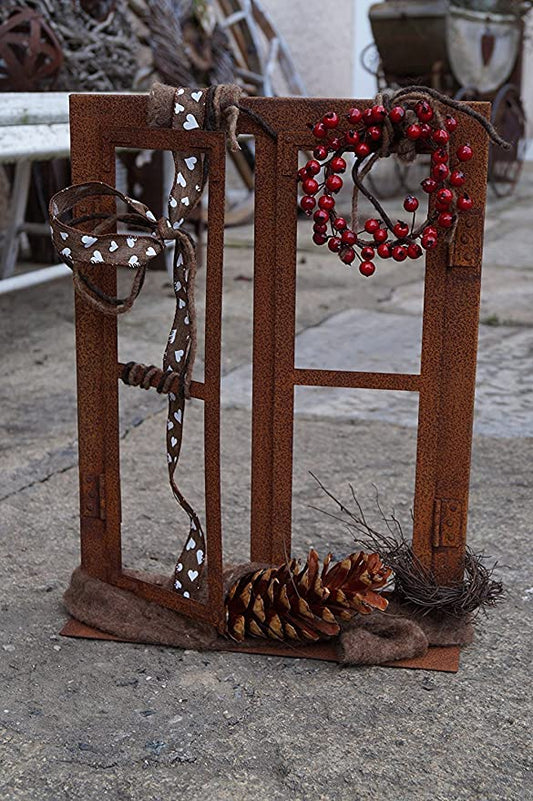 Sprossenfenster ca. 45 cm hoch aus Metall in Edelrost Deko Fensterschmuck