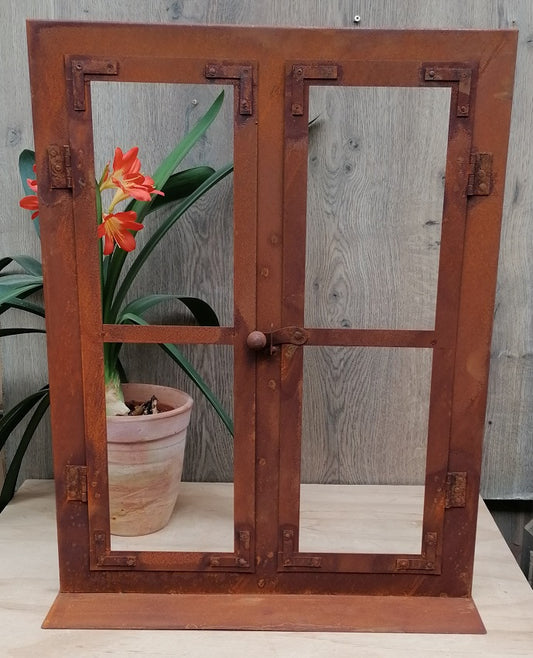 Sprossenfenster ca. 61 cm hoch aus Metall in Edelrost Deko Fensterschmuck