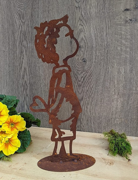 Junge mit Herz ca. 35 cm hoch aus Metall in Edelrost Fensterdeko Liebe Muttertag Hochzeit