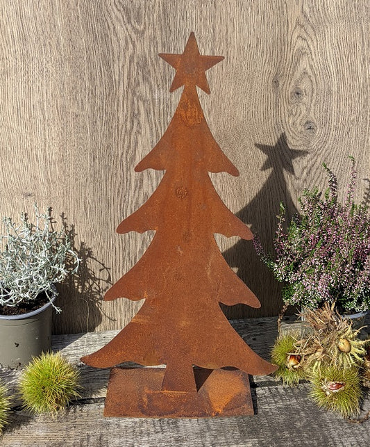 Tannenbaum - Weihnachtsbaum ca. 40 cm hoch mit Stern aus Metall in Edelrost
