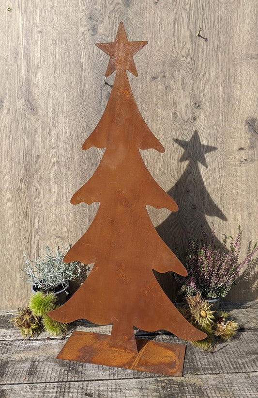 Tannenbaum - Weihnachtsbaum ca. 65 cm hoch mit Stern aus Metall in Edelrost