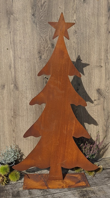 Tannenbaum - Weihnachtsbaum ca. 90 cm hoch mit Stern aus Metall in Edelrost