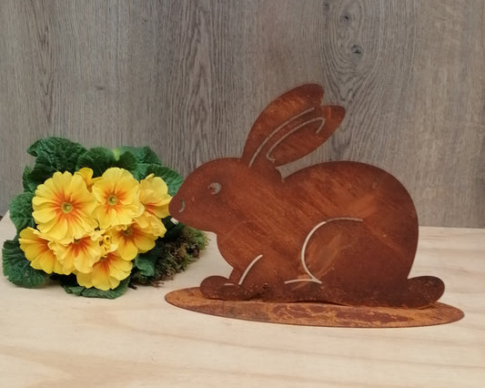 Hase ca. 32 cm breit aus Metall in Edelrost