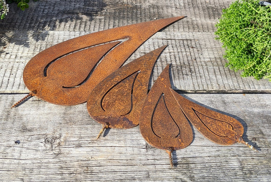 Flammen 4er Set aus Metall in Edelrost, Kerzen, Deko Weihnachten