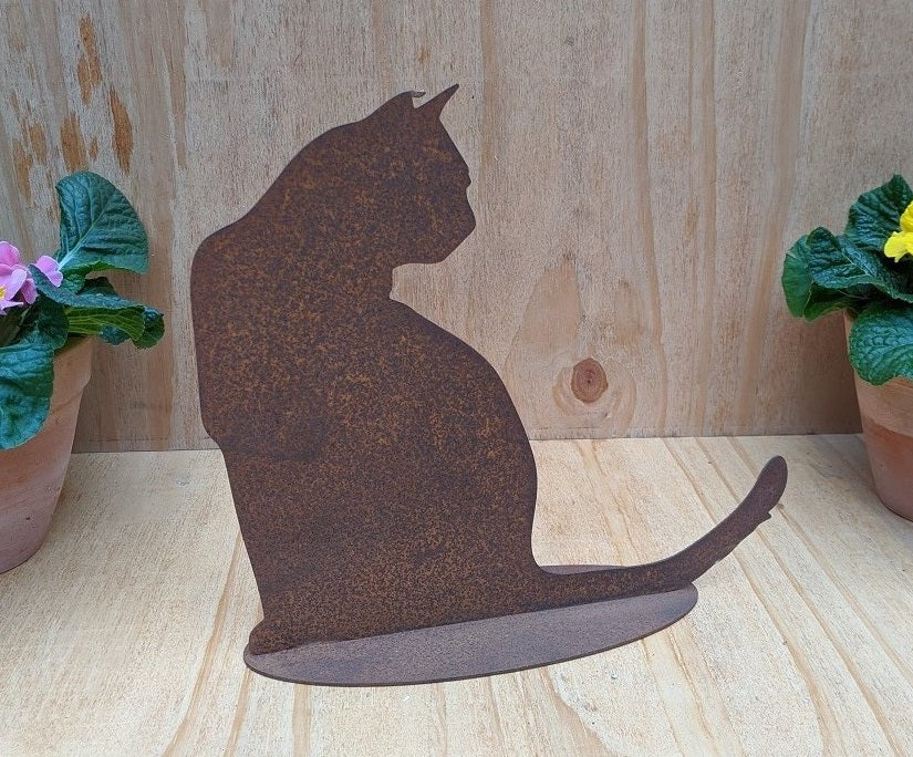 Katze ca. 27 cm breit aus Metall in Edelrost Haustier