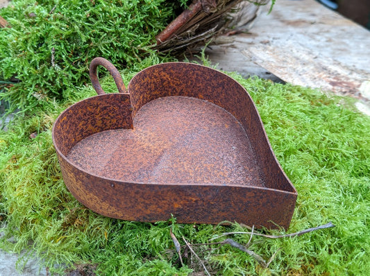 Herz 12 cm lang mit Henkel aus Metall in Edelrost, Liebe, Hochzeit