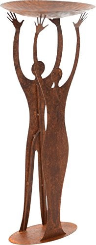 AUSVERKAUF !! Skulptur doppelt auf Platte mit Schale 96 x 40 cm hoch zum bepflanzen, sehr stabil, aus Metall in Edelrost