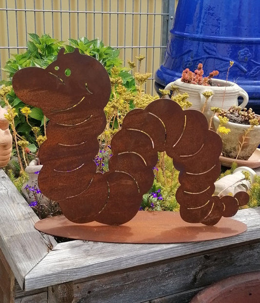Wurm / Regenwurm ca. 48 cm breit aus Metall in Edelrost Deko Herbst Winter Wald Tier