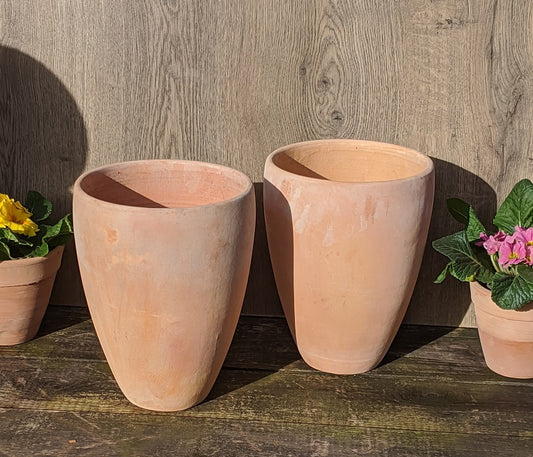 2er Set Blumentöpfe 26 cm hoch, ca. 19 cm Durchmesser aus Terracotta, Pflanztopf