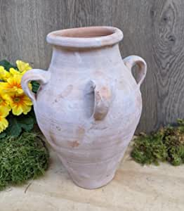 Rustikale Amphore mit 4 Henkel ca. 30 cm hoch aus Terracotta Krug Vase