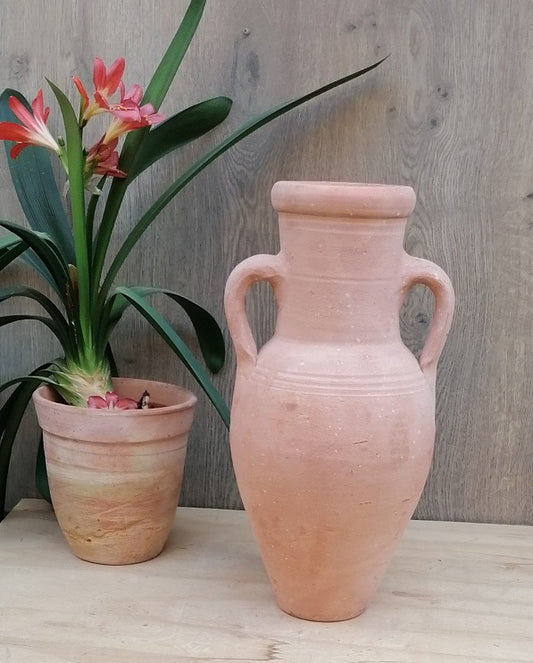 Rötliche Amphore ca. 40 cm hoch mit 2 Henkeln aus Terracotta, Deko, Vase