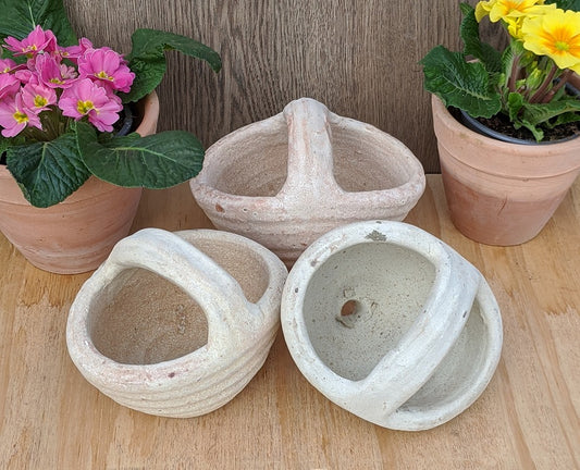 2. Wahl!! Aktion 3er Set Blumentöpfe- kleine Pflanzkörbe ca.18 cm breit aus Terracotta, Pflanztopf, Pflanzschale