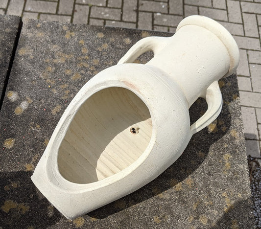 B-WARE !! Handgefertigte, liegende, bepflanzbare Amphore 40-45 cm lang aus Terracotta